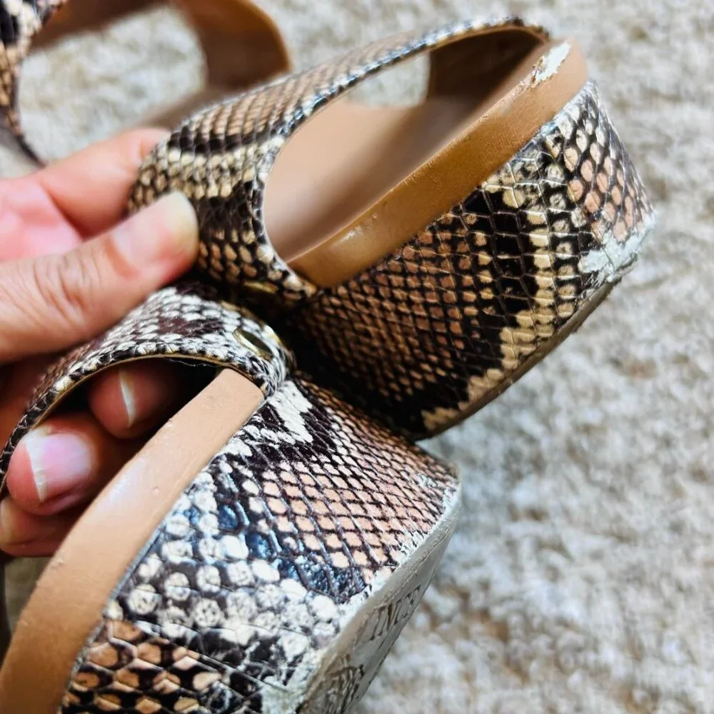 Vince Camuto Ventinda Snake Platform Wedge Sandals SZ 7‎
